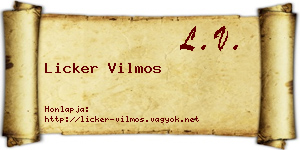 Licker Vilmos névjegykártya